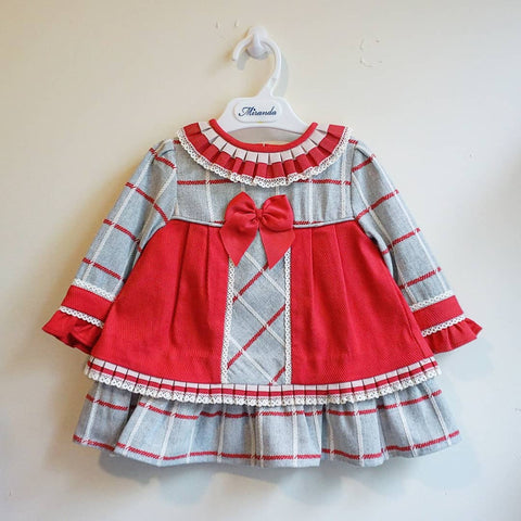 Baby Girl Red and Grey Check Dress