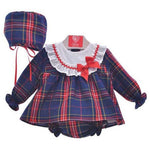 Plumeti Check Dress With Bonnet & Nappy Cover