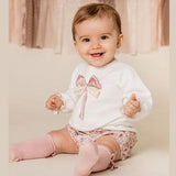 Baby Girls Satin Bow Top & Jam Pants Set Outfit