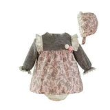 Pink Flowers Dress Knickers Hat Baby
