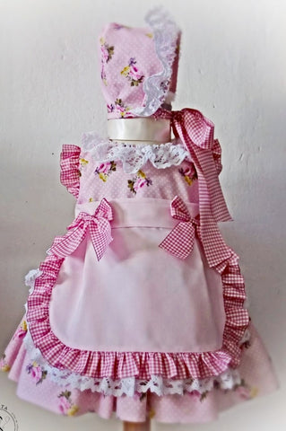 Handmade Pink Lace Dress with Bonnet