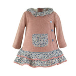 Pink Sweater With Blue Flower Trim Girl Dress
