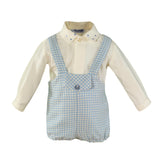 Baby Boy Blue and White Checked Dungaree Set