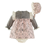 Pink Flowers Dress Knickers Hat Baby