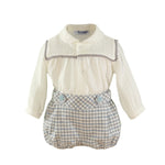 Vintage Blue and Grey Checked Short Sets Baby Boy