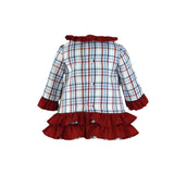 Baby Girl BLue Checked & Red Trim Dress