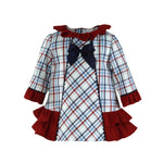 Baby Girl BLue Checked & Red Trim Dress
