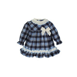 Navy Blue Checked Dress Set