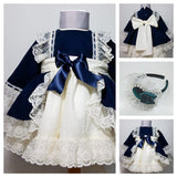 Handmade Victoria Navy Velvet Dress