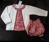 Girls White & Red Floral Set