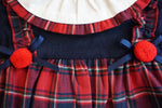 Combined Check Dress With Bonnet And Nappy Cover