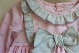 Pink Baby Dress and Bonnet with Grey Bow