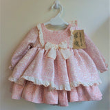 Pink Baby Dress With Bonnet and Bloomer