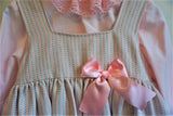 Pink Pinafore Dress and White Blouse