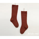 Brick Red Wide Ribbed Knee High Socks