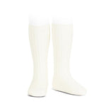 Cream Wide Ribbed Knee High Socks
