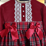Handmade Red Velvet and Check Dress