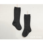 Dark Grey Wide Ribbed Knee High Socks