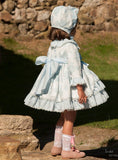 Handmade Blue Flared Dress & Bonnet