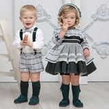 Green / Red with Gray Check Dress Set