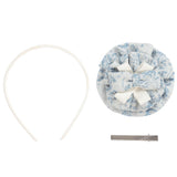 Ivory & Blue Jacquard Rosette Headband